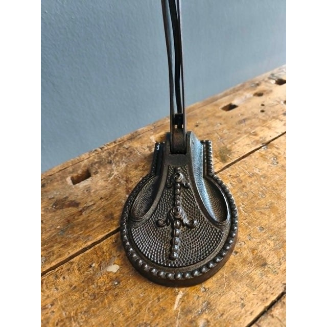 Black Bank Lamp with Cast Iron Base and Enameled Metal Shade, 1920s For Sale - Image 8 of 14