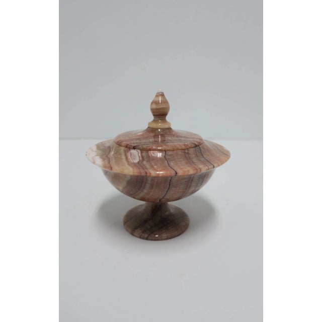Gemstone Onyx Marble Urn Form Round Box For Sale - Image 7 of 12