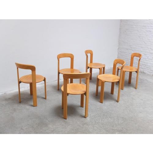 Set of 6 iconic ‘Rey’ chairs designed by Swiss architect Bruno Rey in 1971. with its distinctively rounded edges and...
