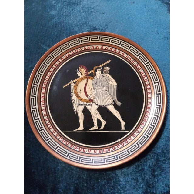 Gorgeous Enamel on Copper Made in Greece Hand Painted Plate For Sale - Image 4 of 6