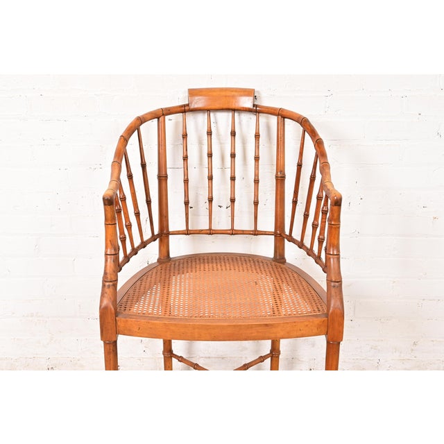 1960s Baker Furniture Faux Bamboo and Cane Regency Armchair, 1960s For Sale - Image 5 of 13