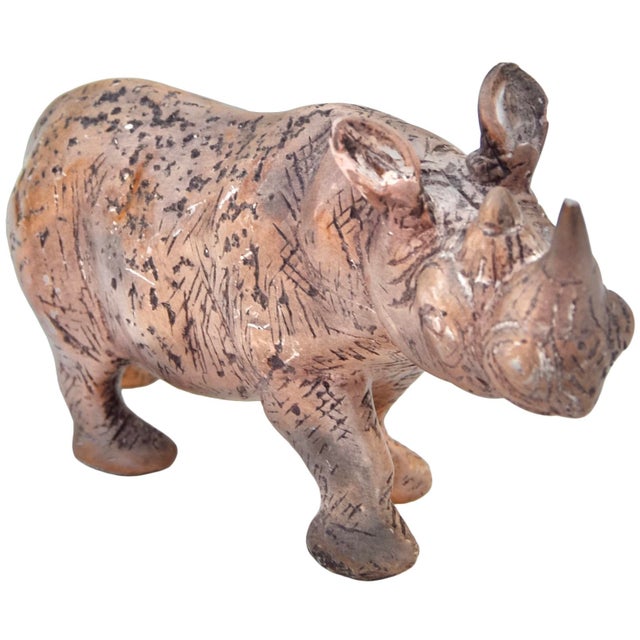 Tribal Vintage Handcrafted West-African Soapstone Rhino Figurine For Sale - Image 3 of 5