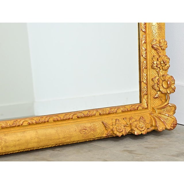 French French 19th Century Floral Gold Gilt Mirror For Sale - Image 3 of 12