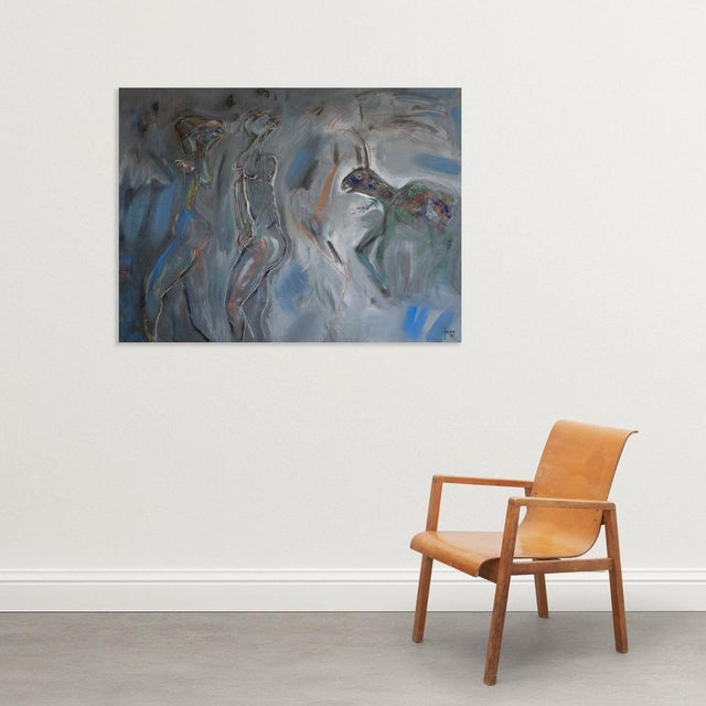 Jordi Samsó, Figures and Hare Abstract Figuration, Oil Painting For Sale - Image 3 of 13