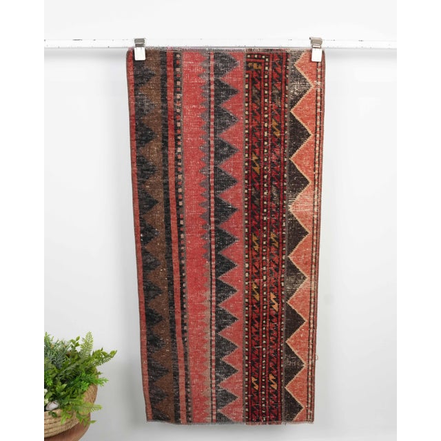 Red Vintage Red Patchwork Turkish Small Rug - Handwoven Boho Carpet For Sale - Image 8 of 9