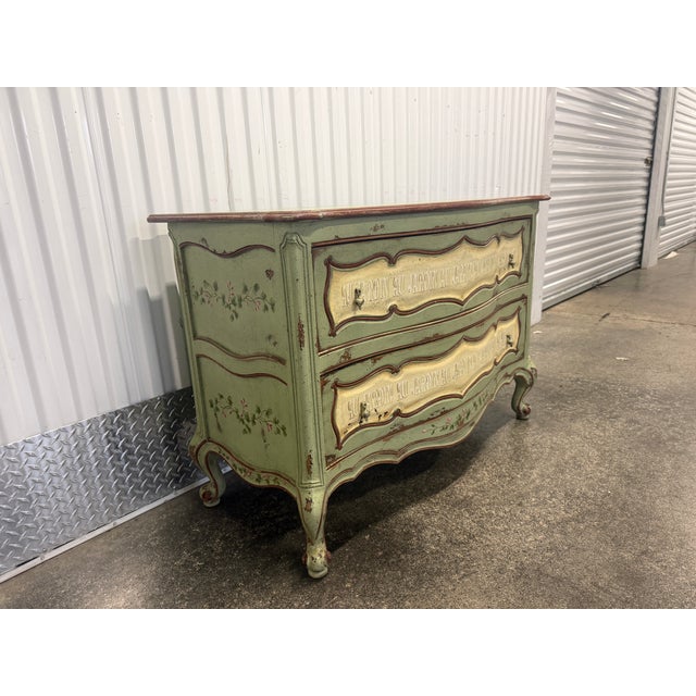 Late 20th Century Painted French Style Jardin Chest of Drawers For Sale - Image 4 of 12