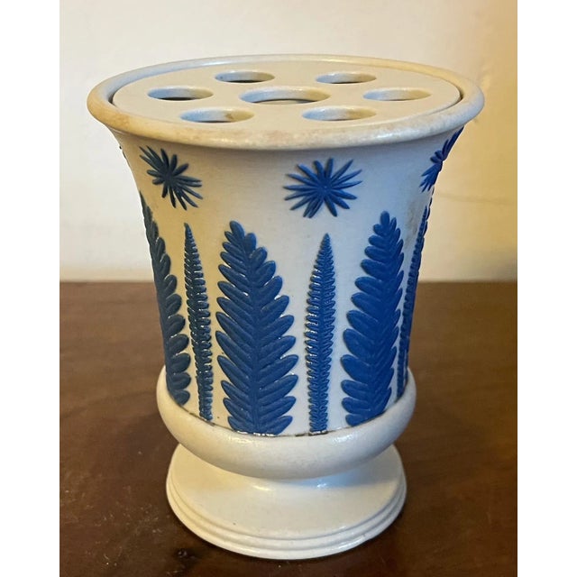 Ceramic Antique Early 19th Century Wedgwood Smear Glaze Jasperware Flower Frog or Pot Pourri Vase and Cover For Sale - Image 7 of 13