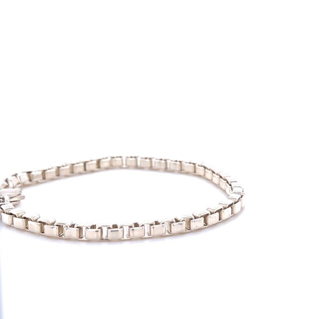 Tiffany and Co. Tiffany & Co. Sterling Silver Venetian Square Link Chain Bracelet 14g For Sale - Image 4 of 7
