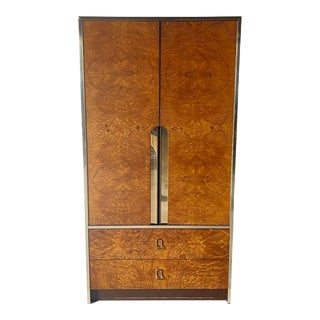 Tall Vintage Modern Burl Chifferobe Dresser For Sale