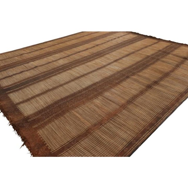 Rug & Kilim Oversized Vintage Mauritanian Tuareg Mat in Rich Brown Stripes - Rug & Kilim For Sale - Image 4 of 7
