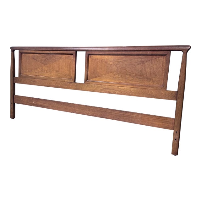 Circa 1960's Eastern King Size John Stuart for Mount Airy Janus Collection Walnut Headboard For Sale