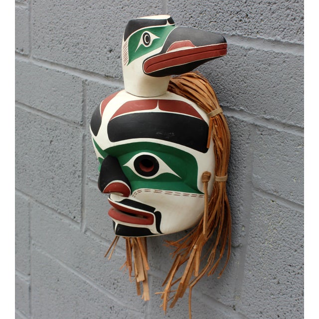 Indian Pacific North West Carved Wood Indian Mask For Sale - Image 3 of 6