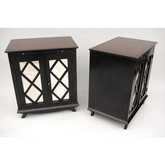 Black Lacquered Cabinets with Braces, 1950s, Set of 2 For Sale - Image 6 of 11