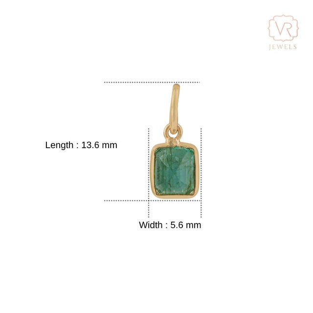 Octagon Cut Emerald Bezel Set Fine Charm Pendant 14k Gold Jewelry For Sale - Image 13 of 18