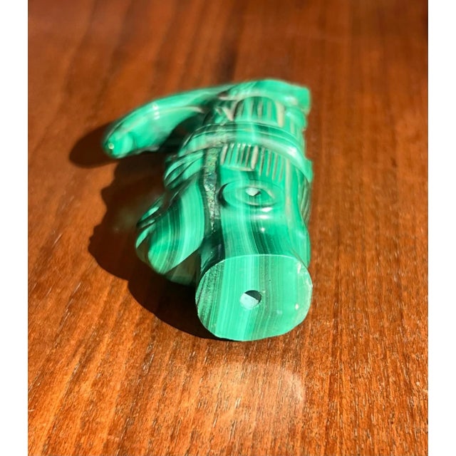 20th Century Small Hand-Carved Malachite Sculpture Of An Indigenous Tribesman For Sale - Image 4 of 12