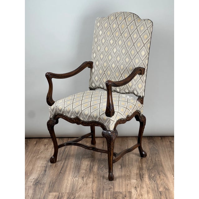 French Antique French Régence Style Carved Mahogany Armchair, Circa Early 19th Century For Sale - Image 3 of 9