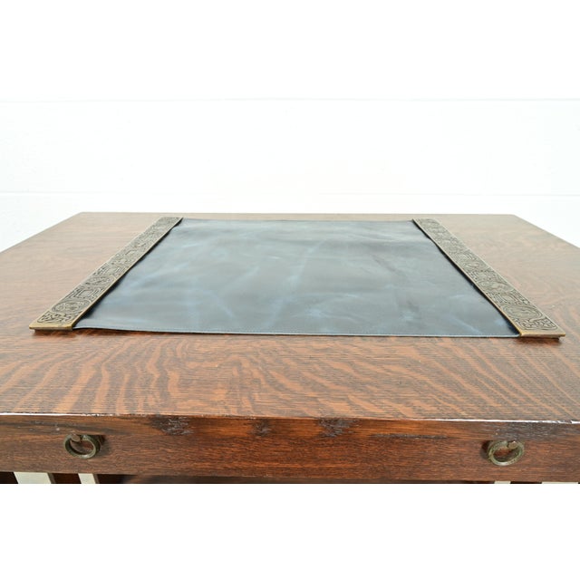 Early 20th Century Tiffany Studios New York Zodiac Bronze Blotter Ends With Leather Desk Blotter For Sale - Image 5 of 14