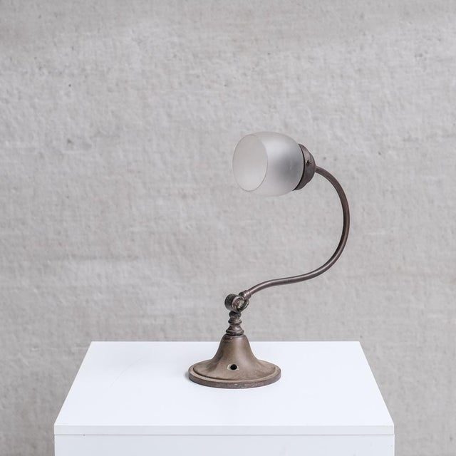 Metal and Frosted Glass Desk Lamp For Sale - Image 4 of 10
