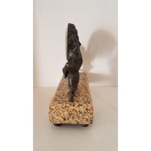 Figurative Art Nouveau "Hanhard" German Marble and Bronze Jaegar Infantry Soldiers Mantel Clock For Sale - Image 3 of 7