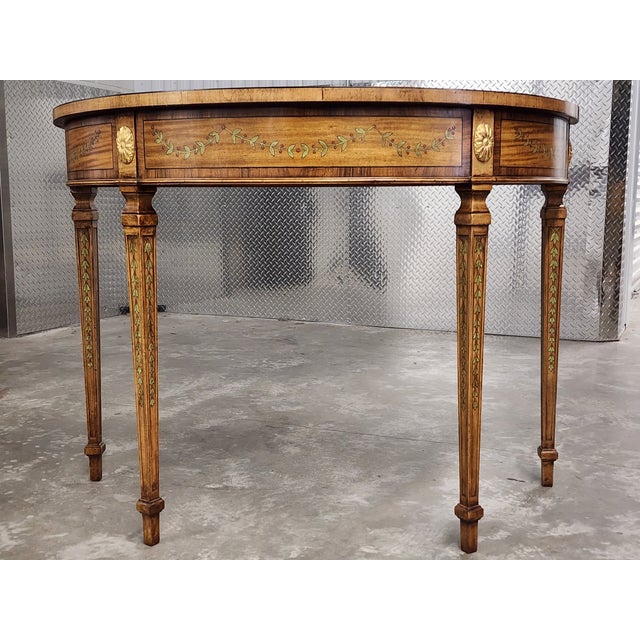 Maitland - Smith Vintage Maitland-Smith Adam Style Handpainted Demi-Lune Console Table For Sale - Image 4 of 17