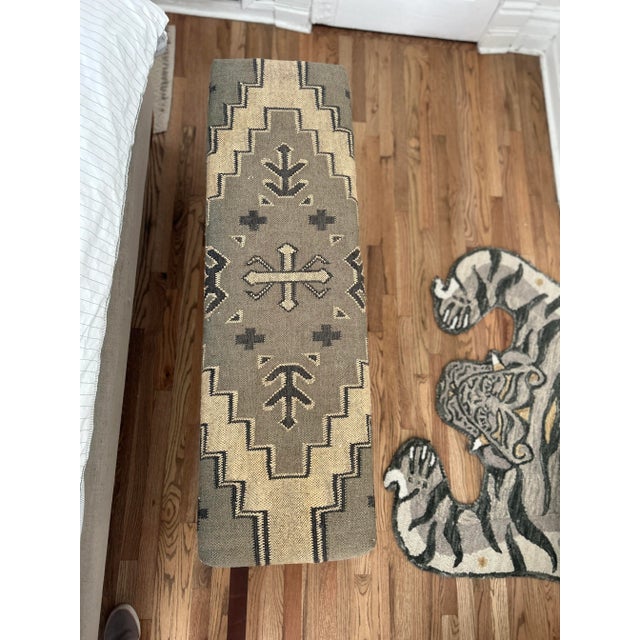 Vintage Kilim Rug Upholstered Modern Bench For Sale - Image 12 of 12