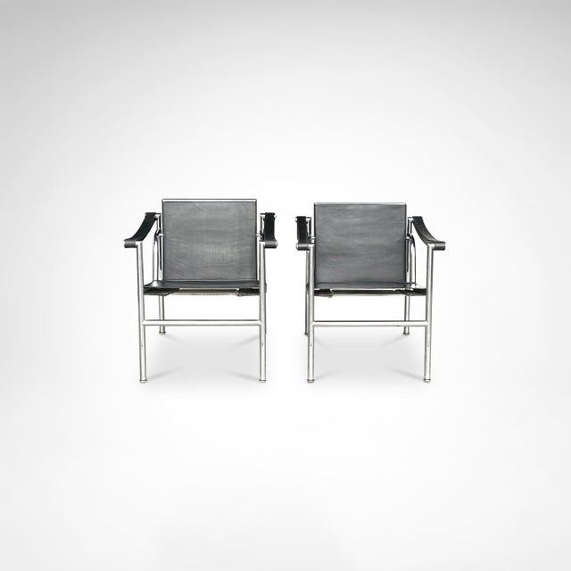 Black Vintage LC1 Armchair by Le Corbusier for Cassina 1970s, Set of 2 For Sale - Image 8 of 13