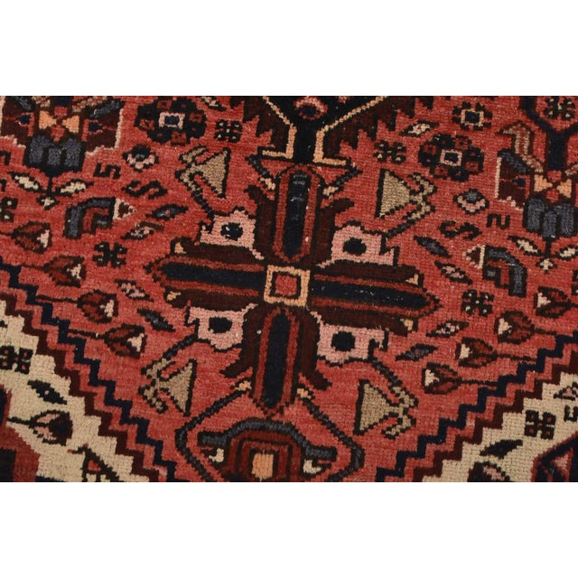 Hamedan Runner 3’7” X 9’7” Red Wool Vintage Tribal Hand-Knotted Oriental Rug For Sale - Image 4 of 14
