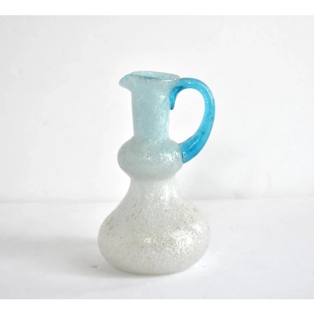 Murano Late 20th Century Blue Murano Bullicante Bubble Glass Pitcher For Sale - Image 4 of 8