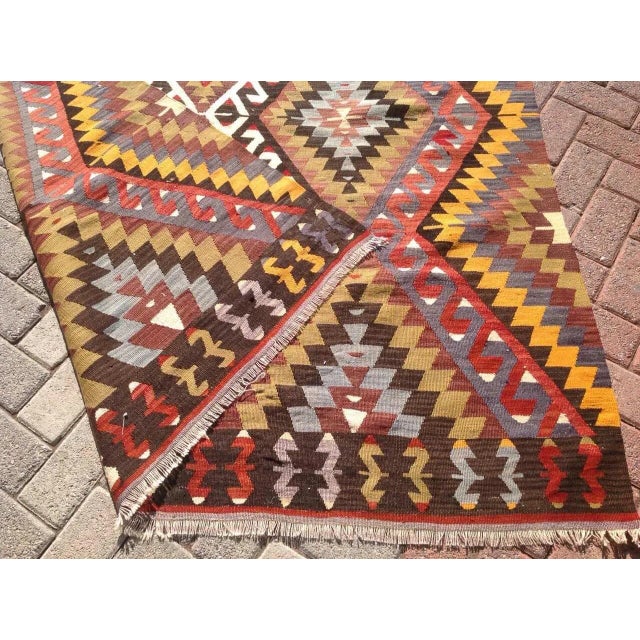 Textile Vintage Turkish Kilim Rug - 5′5″ × 8′5″ For Sale - Image 7 of 7