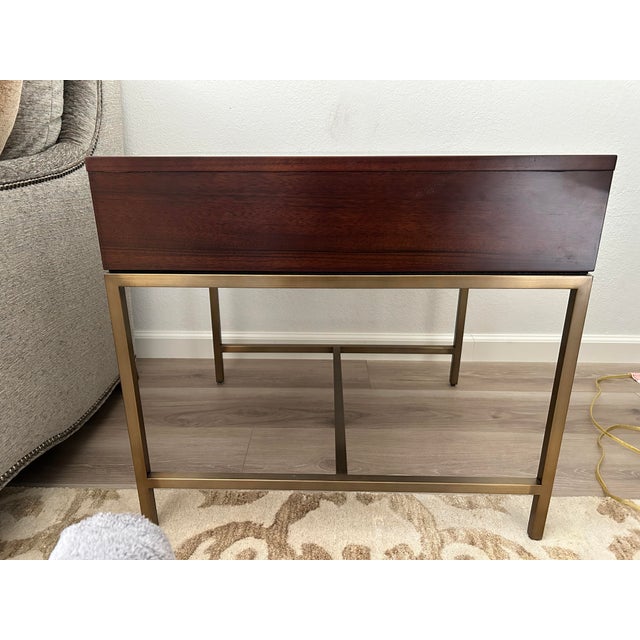 Modern Mitchell Gold + Bob Williams Allure Mid-Century Walnut and Brass Side Table For Sale - Image 3 of 7