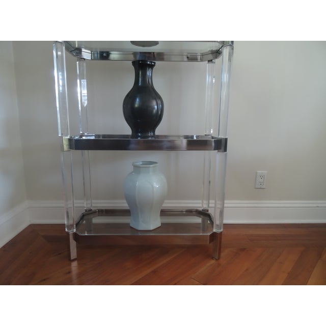1960s Lucite and Stainless Steel 5 Shelf Etagere Attributed to Charles Hollis Jones For Sale - Image 9 of 9