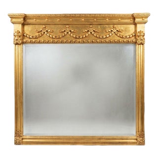 Regency Style Carved Giltwood Overmantel Mirror For Sale
