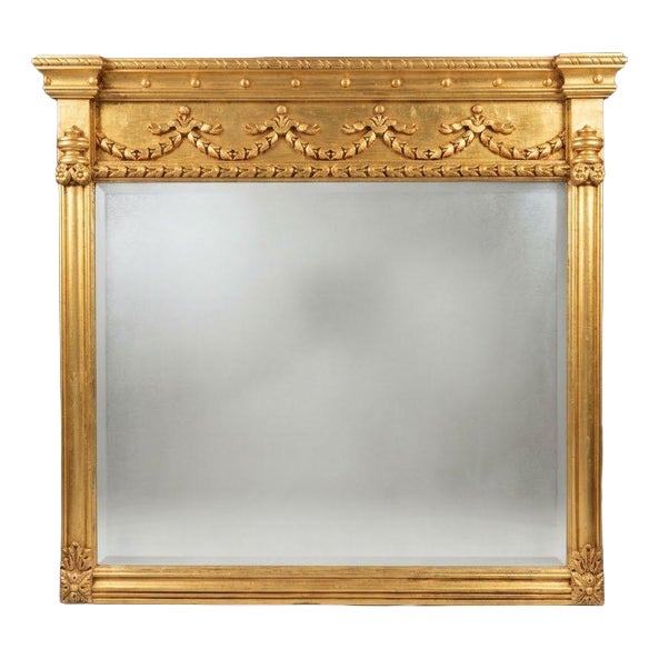 Regency Style Carved Giltwood Overmantel Mirror For Sale