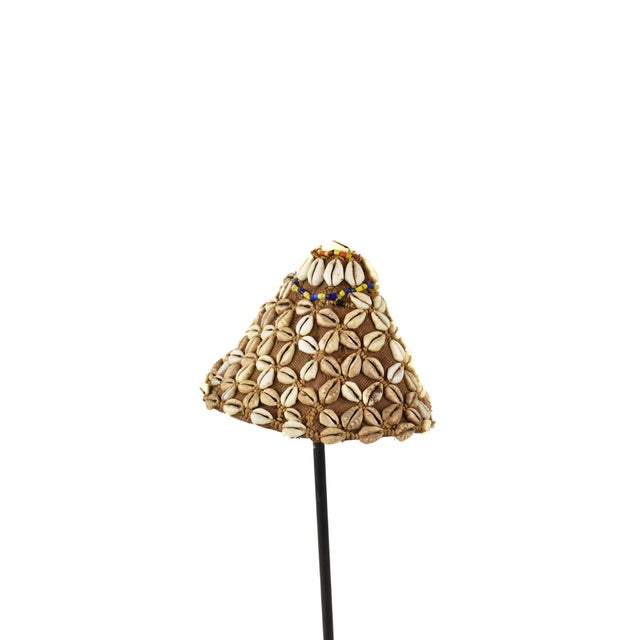 African Early 20th Century Kuba Beaded Noble's Hat with Cowrie Shells For Sale - Image 3 of 7