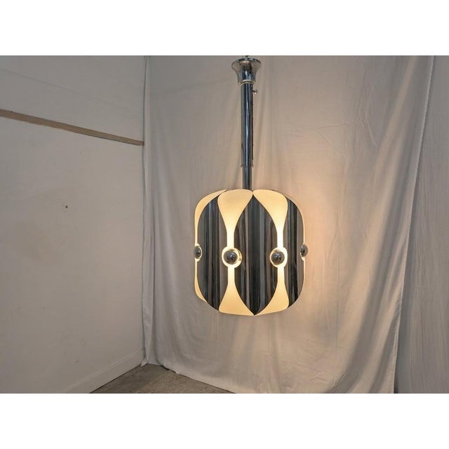 Vintage Chromed Steel Pendant Lamp with 8 Lights, 1970s For Sale - Image 6 of 8
