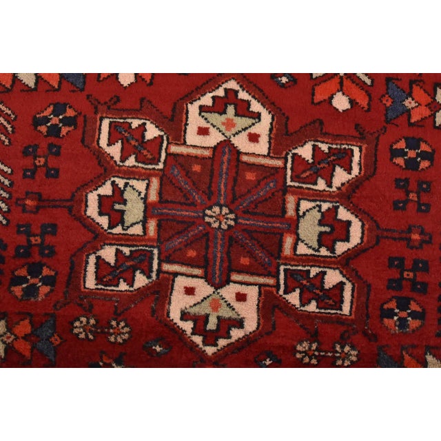 Karajeh Runner 3’7” X 10’3” Red Wool Vintage Tribal Hand-Knotted Oriental Rug For Sale - Image 4 of 14