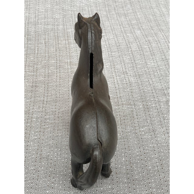 Metal Antique Cast Iron Horse Piggy Bank For Sale - Image 7 of 12