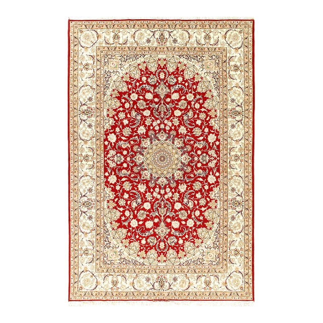 Pasargad DC Fine Hand Knotted Isfahan Silk & Wool Rug For Sale