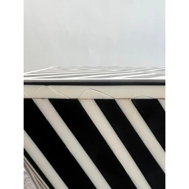 Art Deco Style Black & White Resin Sculptural Side End Table or Stool, a Pair For Sale - Image 14 of 17