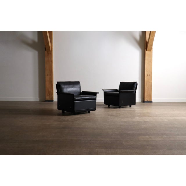 Model 620 Lounge Chairs in Black Leather by Dieter Rams for Vitsoe, 1980s, Set of 2 For Sale - Image 9 of 16