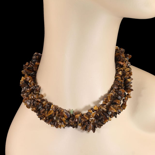 Two 34‑inch chatoyant tiger’s eye infinity necklaces become an eye‑catching duo that blends natural elegance with...