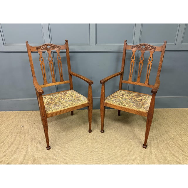 Arts and Crafts Oak Salon Suite, 1900s, Set of 5 For Sale - Image 18 of 18