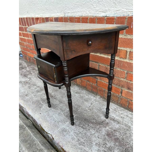 English 19th Century Antique Demi- Lune Console Hall Table, Half Moon Side Table For Sale - Image 3 of 11