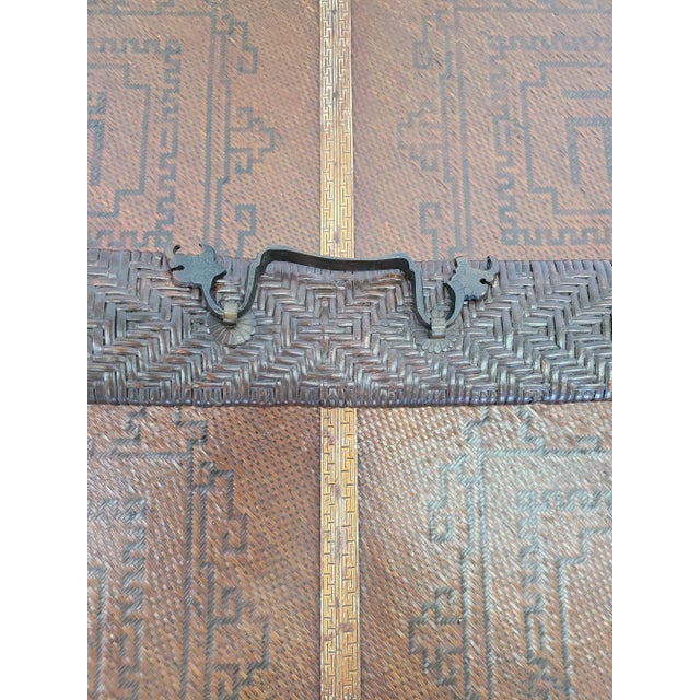 Wood Enormous Vintage Maitland Smith Chinese Woven Basket Coffee Table For Sale - Image 7 of 12