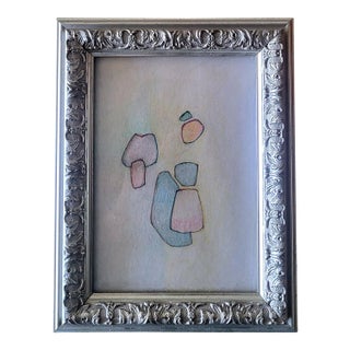 "Tiny Minimalist Colored Pencil Drawing" by New York City Artist Lynn Christian. (Pebble Like Shapes) For Sale