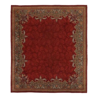 Antique Dutch Art Deco Rug, Rich Red With Floral Damask - Rug & Kilim For Sale