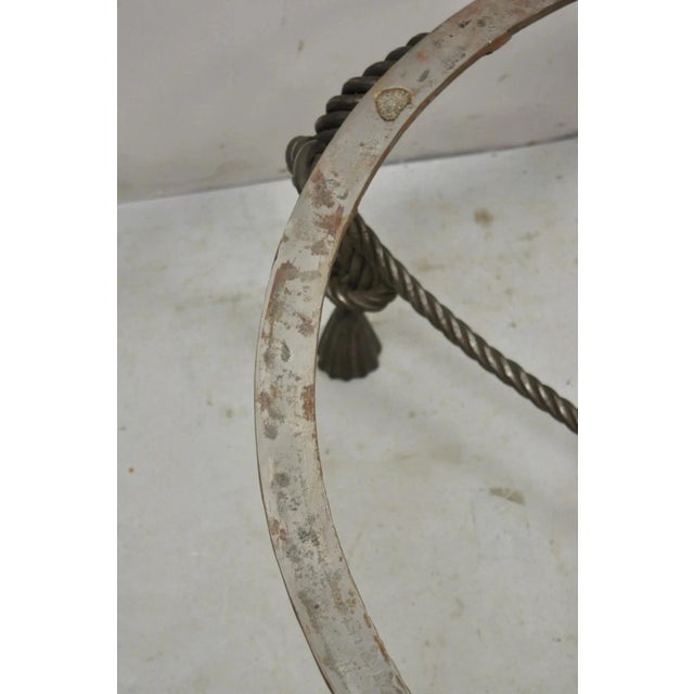 Mid 20th Century Italian Hollywood Regency Steel Knotted Rope and Tassel Round Glass Coffee Table For Sale In Philadelphia - Image 6 of 11