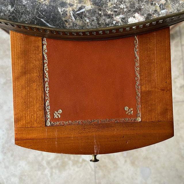 Antique Louis XVI Wooden Game Table with Brass and Marble Top, 1890s For Sale - Image 5 of 18