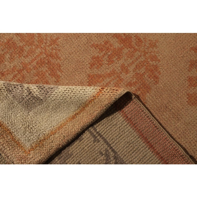 Antique Axminster Rug – Orange Beige Gallery-Size Floral Rug For Sale In New York - Image 6 of 6