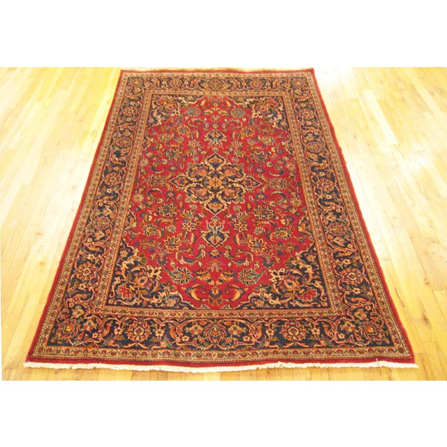 Persian Vintage Perisan Decorative Oriental Kashan in Small Size For Sale - Image 3 of 7